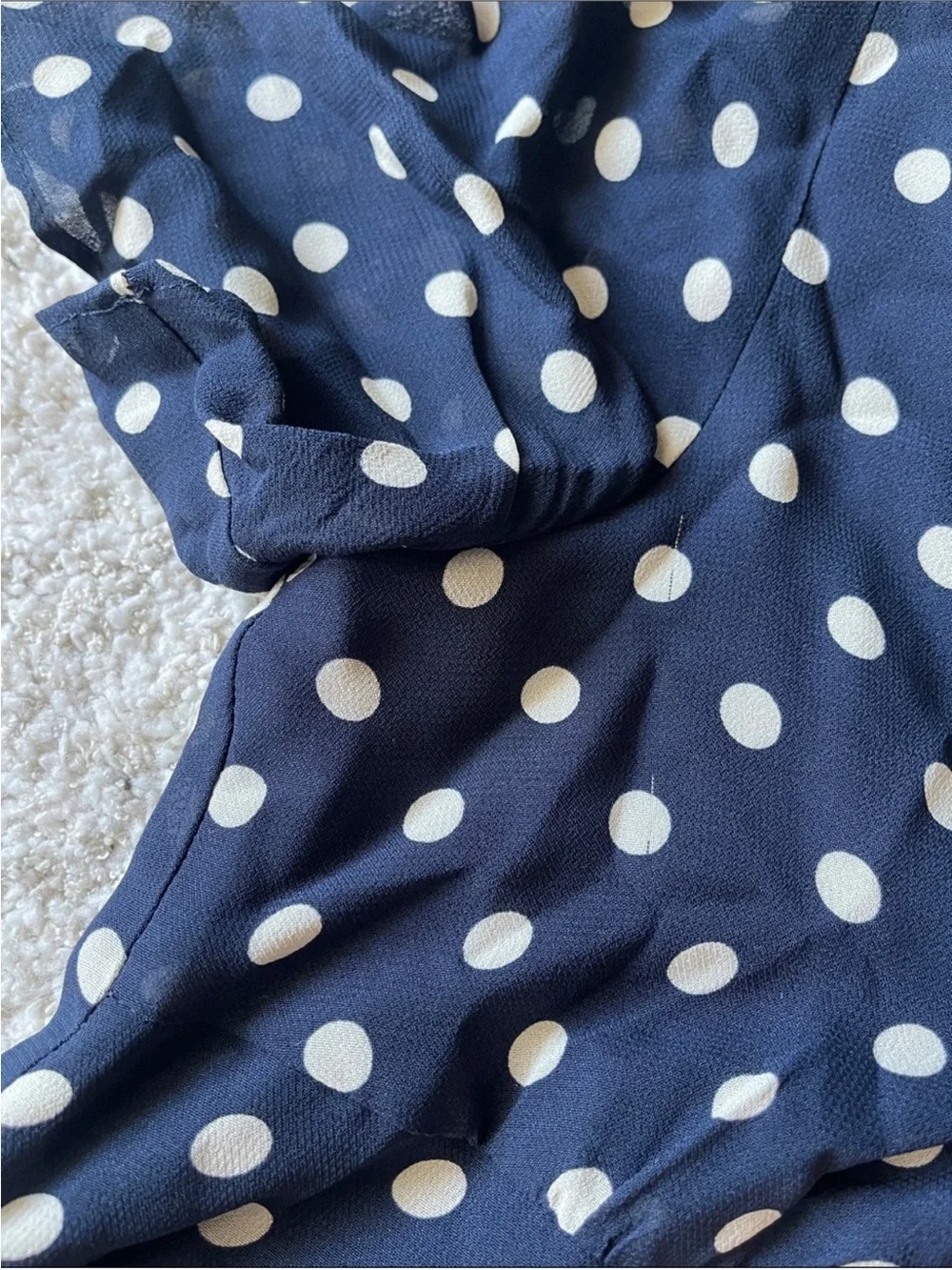 Reformation Lise Midi Dress in Polka Dot Blue White - Picture 9 of 10